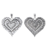 2pcs Tibetan Silver Large Heart Charms Pendants for Necklace Making 69x65mm