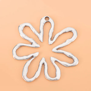 2pcs Tibetan Silver Large Flower Charms Pendants for Jewelry Making 65x61mm
