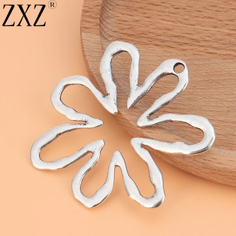 2pcs Tibetan Silver Large Flower Charms Pendants for Jewelry Making 65x61mm