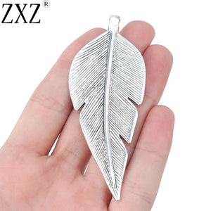 2pcs Tibetan Silver Large Leaf Charms Pendants for Necklace