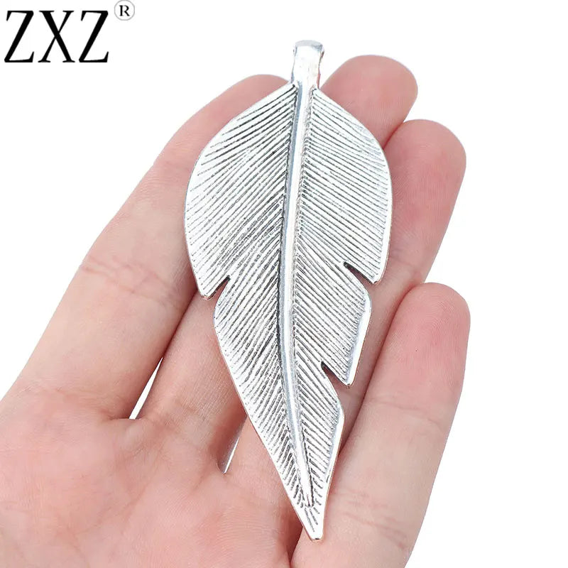 2pcs Tibetan Silver Large Leaf Charms Pendants for Necklace