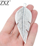 2pcs Tibetan Silver Large Leaf Charms Pendants for Necklace