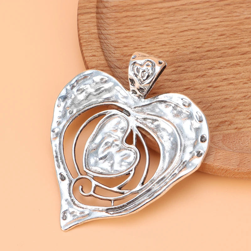 2pcs Large Open Heart Charms Pendants for Necklace Making 73x62mm