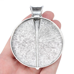 2pcs Tibetan Silver Large Round Medallion Charms Pendants 84x67mm