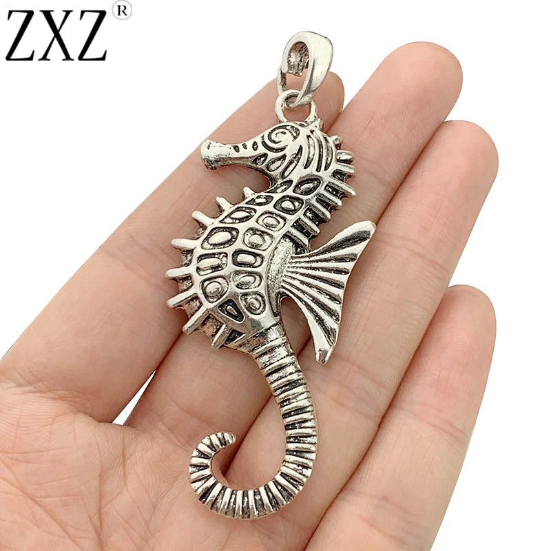 2pcs Large Seahorse Charms Pendants for Necklace Making 77x29mm