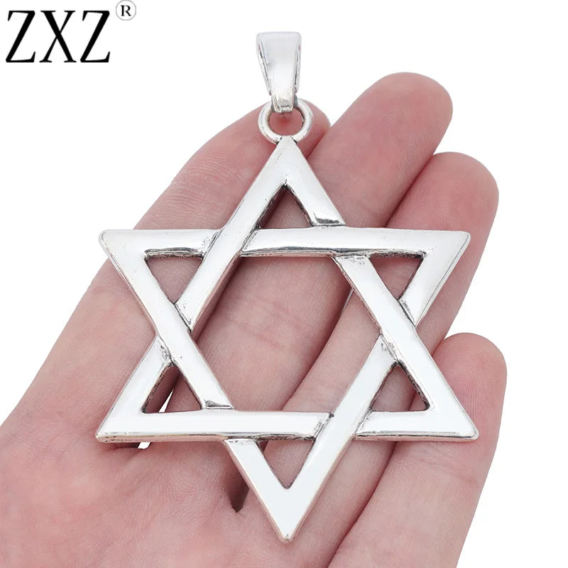 2pcs Tibetan Silver Large Star of David Charms Pendants 87x60mm