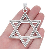 2pcs Tibetan Silver Large Star of David Charms Pendants 87x60mm
