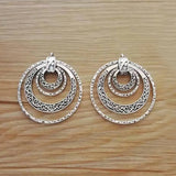 2pcs Zamak Hammered 4 Circles Round Pendants 50x44mm
