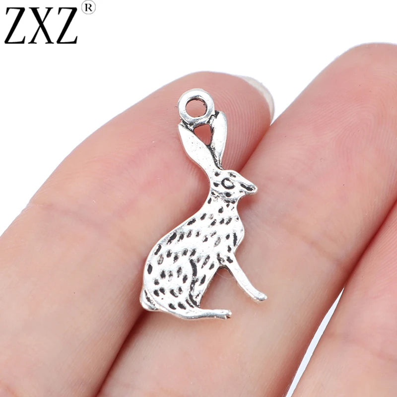 30pcs Rabbit Charms Pendants for Necklace Bracelet Making 26x13mm