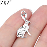 30pcs Rabbit Charms Pendants for Necklace Bracelet Making 26x13mm