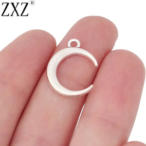 50pcs Tibetan Silver Moon Charms Pendants for Jewelry Making