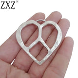 5pcs Open Heart Charm Pendant for Necklace Making Jewelry Findings 47x46mm