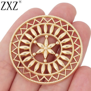 5pcs Filigree Flower Circle Charms Pendants for Jewelry Making 47x47mm
