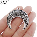 5pcs Large Moon Double Horn Charms Pendants for Necklace Making 39x38mm