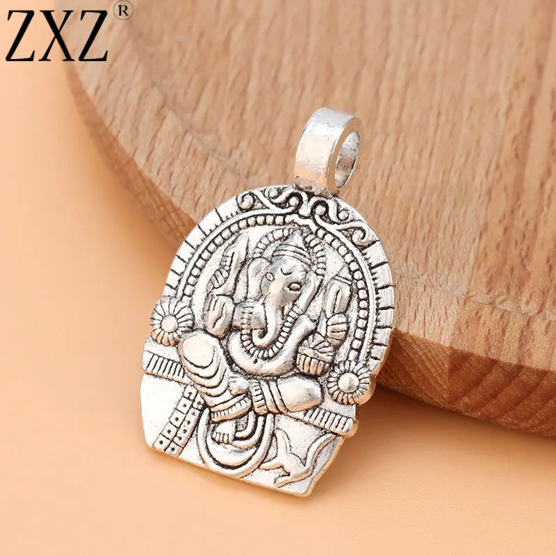 5pcs Tibetan Silver Ganesha Elephant God Charms Pendants 38x24mm