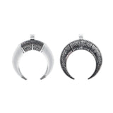 5pcs Tibetan Silver Large Crescent Moon Double Horn Charms Pendants