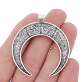 5pcs Tibetan Silver Large Crescent Moon Double Horn Charms Pendants