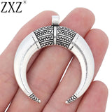 5pcs Tibetan Silver Large Crescent Moon Double Horn Charms Pendants