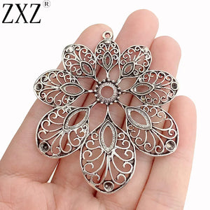 5pcs Tibetan Silver Large Flower Charms Pendants for Necklace