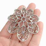 5pcs Tibetan Silver Large Flower Charms Pendants for Necklace