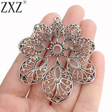 5pcs Tibetan Silver Large Flower Charms Pendants for Necklace