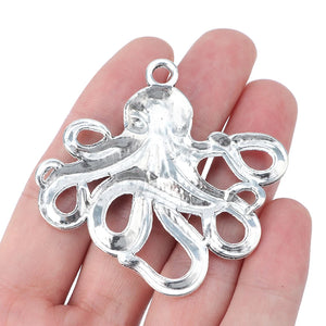 5pcs Tibetan Silver Large Octopus Squid Charms Pendants Jewelry Making Findings
