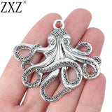 5pcs Tibetan Silver Large Octopus Squid Charms Pendants Jewelry Making Findings