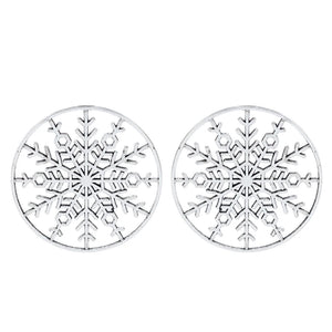 5pcs Tibetan Silver Large Snowflake Round Circle Charms Pendants 48mm