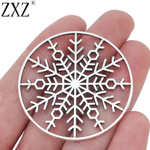 5pcs Tibetan Silver Large Snowflake Round Circle Charms Pendants 48mm