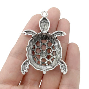 5pcs Tibetan Silver Turtle Tortoise Charms Pendants Jewelry Findings 56x37mm