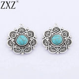 6pcs Boho Flower Turquoise Stone Charms Pendants for Jewelry Making