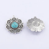 6pcs Boho Flower Turquoise Stone Charms Pendants for Jewelry Making