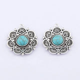 6pcs Boho Flower Turquoise Stone Charms Pendants for Jewelry Making