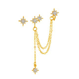 Zircon Eight-Pointed Star Earrings For Women Premium Long Ear Bone Clip