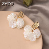Acrylic Flower Earrings Romantic Leaves Dangle Women Jewelry