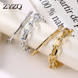 Bamboo Round Coin Pendant Bracelet Set for Women Men Punk Thick Chain Jewelry