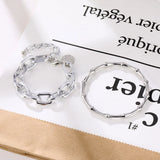 Bamboo Round Coin Pendant Bracelet Set for Women Men Punk Thick Chain Jewelry