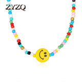 ZYZQ Smiley Women Necklace DIY Resin Beaded Romantic Gift For Girlfriend