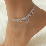 Love Heart Crystal Anklet for Women, Birthday Gift