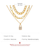 ZYZQ Lock Pendant Necklace Thick Chain Choker Multilayer Crude Chain