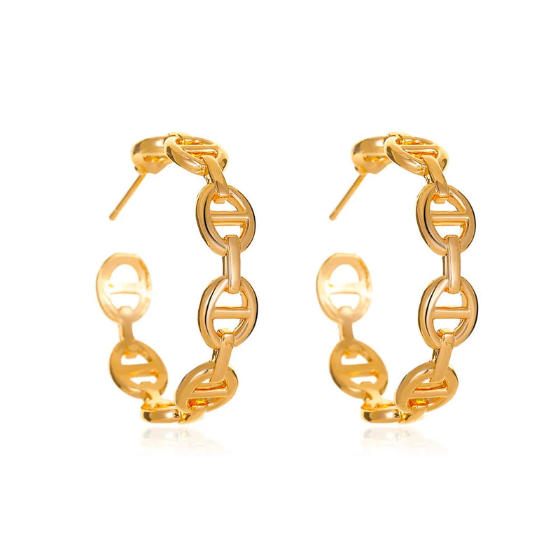 C-shaped Hollow Pig Nose Hoop Earrings for Women Party Jewelry