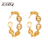 C-shaped Hollow Pig Nose Hoop Earrings for Women Party Jewelry