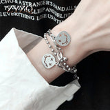 Harajuku Double Layer Bear Bracelet Retro Chain Pendant Charm Jewelry