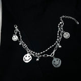 Harajuku Double Layer Bear Bracelet Retro Chain Pendant Charm Jewelry