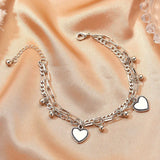 Harajuku Double Layer Bear Bracelet Retro Chain Pendant Charm Jewelry