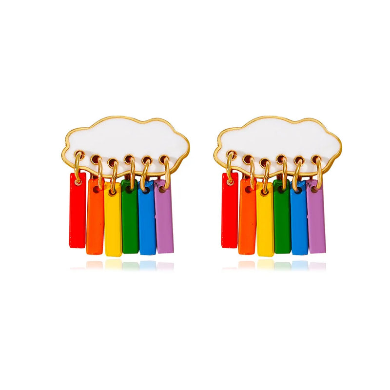 Raindrop Earrings Rainbow Pendant Cocktail Party Jewelry