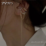 Tassel Rhinestone Ear Clip Pearl Earrings for Women