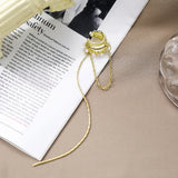 Tassel Rhinestone Ear Clip Pearl Earrings for Women