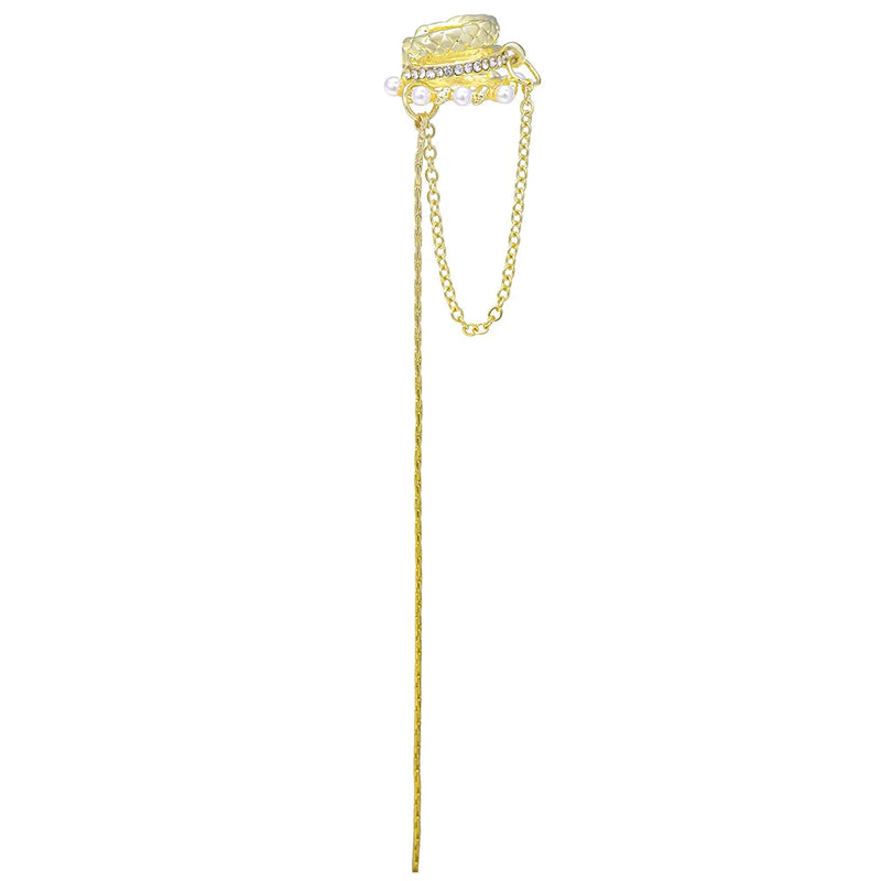 Tassel Rhinestone Ear Clip Pearl Earrings for Women