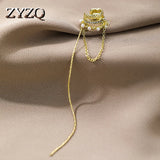 Tassel Rhinestone Ear Clip Pearl Earrings for Women